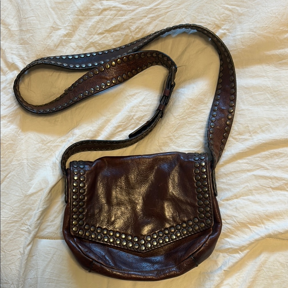 Treasure & Bond Brown Leather Crossbody Bag with Braided Strap